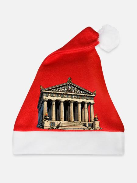 Klassischer Tempel Parthenon Grafik - Weihnachtsmütze - Rot