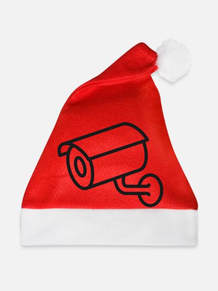 Sicherheits-CCTV-Kamera-Linien-Symbol - Weihnachtsmütze - Rot