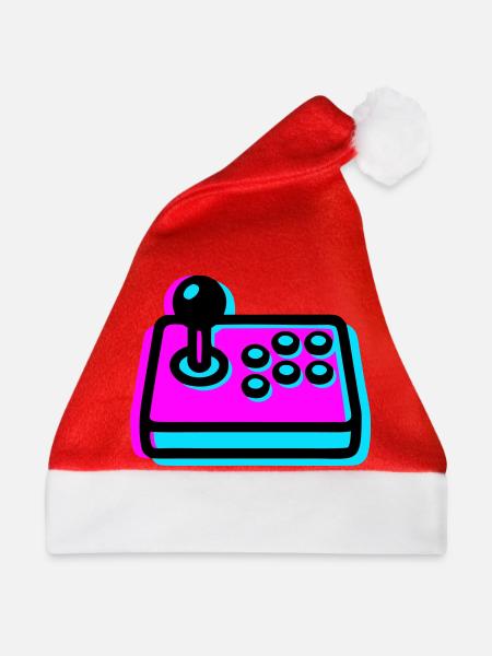Pinker Arcade Stick Glitch Icon - Weihnachtsmütze - Rot