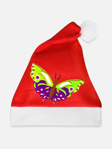 Mehrfarbige Schmetterlingsillustration - Weihnachtsmütze - Rot