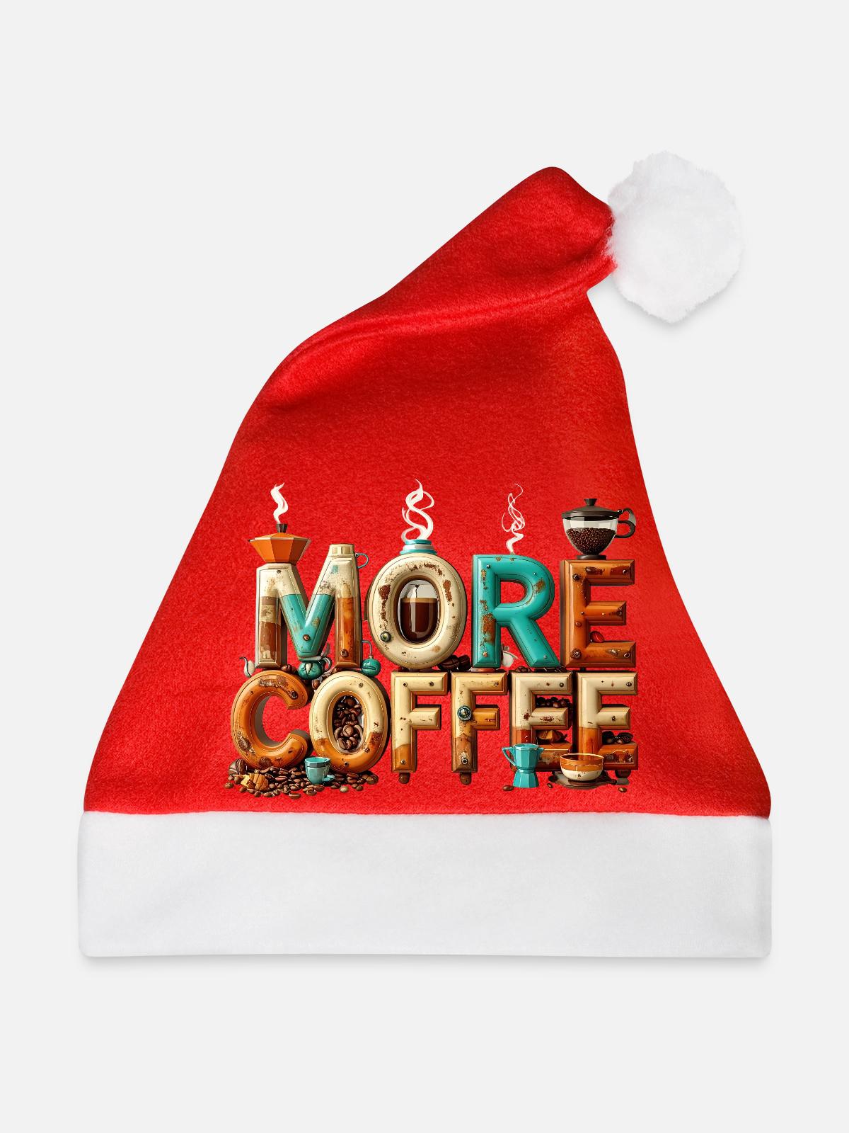 More Coffee - Weihnachtsmütze - Rot - Vorne