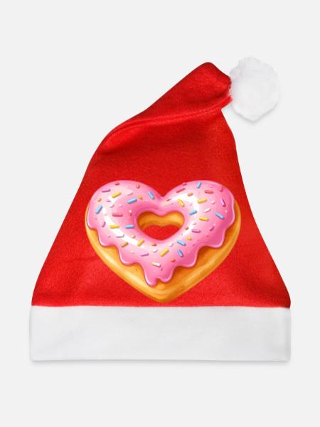 Herz Donut – Süßes Dessert Design - Weihnachtsmütze - Rot