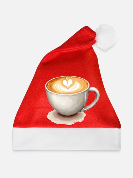 Kaffee Cappuccino  - Weihnachtsmütze - Rot - Vorne