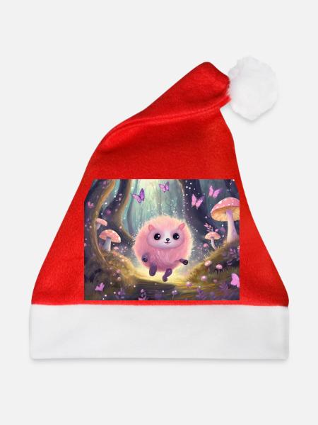 Fluffiges Waldkätzchen im Feenwald - Weihnachtsmütze - Rot