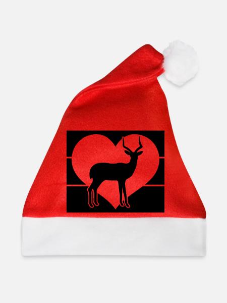 Antilope Herz Silhouette - Weihnachtsmütze - Rot