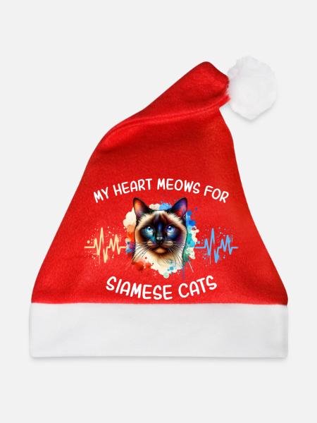 Siamkatze Herzlinie - Weihnachtsmütze - Rot