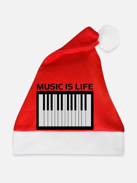 Monochrome Klaviertasten - Weihnachtsmütze - Rot