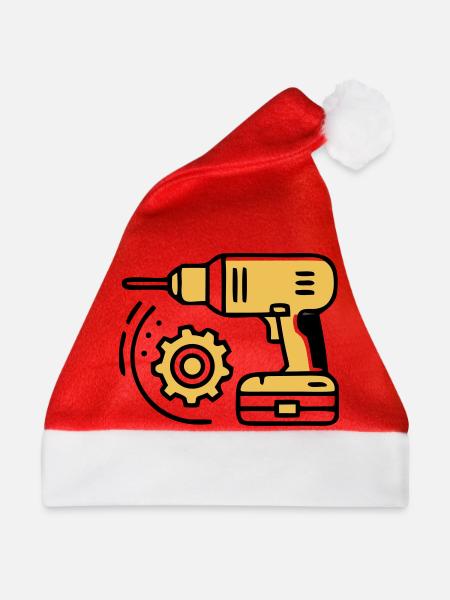 Akkuschrauber Werkzeug Icon - Weihnachtsmütze - Rot