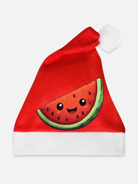 Kawaii Wassermelone Scheibe - Weihnachtsmütze - Rot