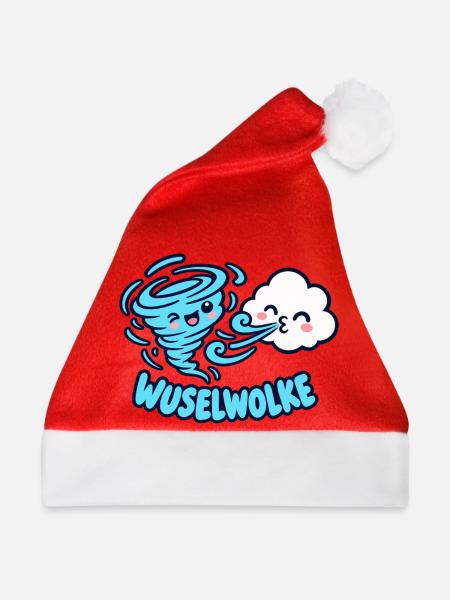 Wuselwolke – Lustiges Wind & Wolken Kinder Motiv - Weihnachtsmütze - Rot
