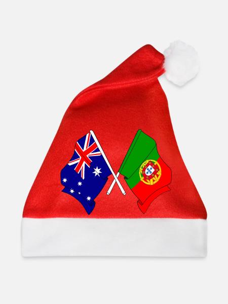 Flagge von Australien und Flagge Portugal - Weihnachtsmütze - Rot - Vorne
