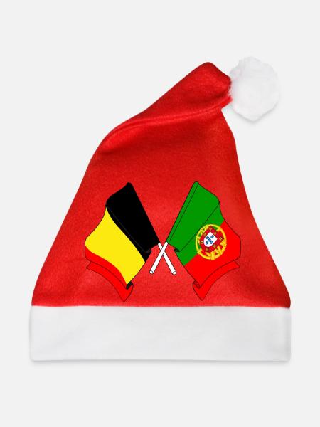 Flagge Belgien, Flagge Portugal - Weihnachtsmütze - Rot