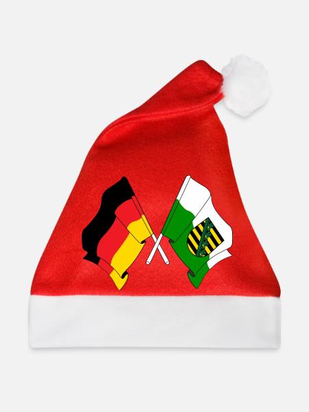 Flagge Deutschland, Sachsen - Weihnachtsmütze - Rot - Vorne