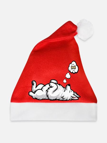 Weißer Schäferhund Schäferhund Schäferhunde - Weihnachtsmütze - Rot