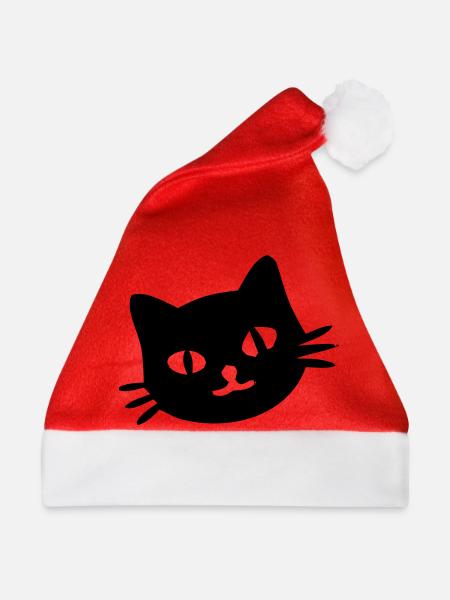 Katzenkopf Silhouette - Weihnachtsmütze - Rot