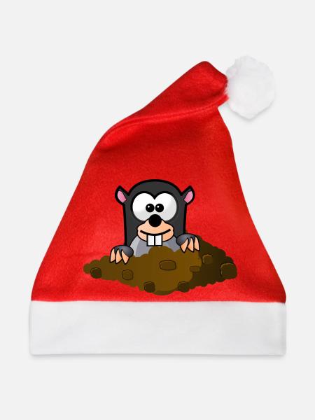 Maulwurf Comic Stil - Weihnachtsmütze - Rot