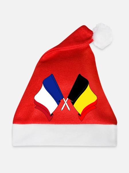 Flagge von Frankreich und Flagge von Belgien - Weihnachtsmütze - Rot - Vorne