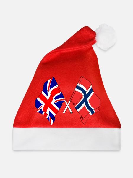 Flagge England, Flagge Norwegen - Weihnachtsmütze - Rot - Vorne