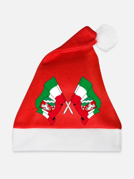 Zwei Flaggen Nordrhein-Westfalen - Weihnachtsmütze - Rot - Vorne