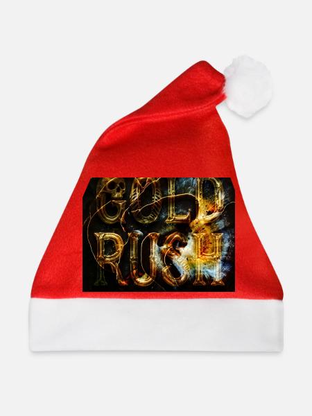 Goldenes gefährliches Logo mit Flammen - Weihnachtsmütze - Rot