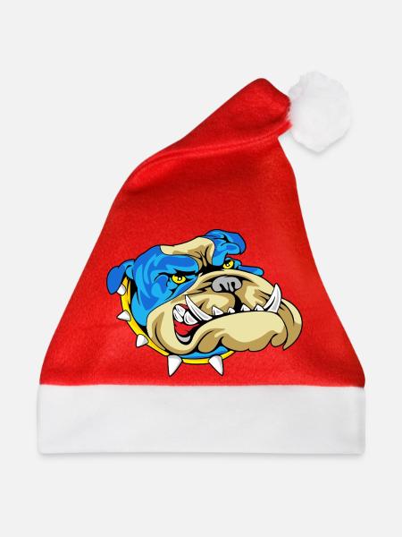 Blauer Bulldogge Knurren - Weihnachtsmütze - Rot