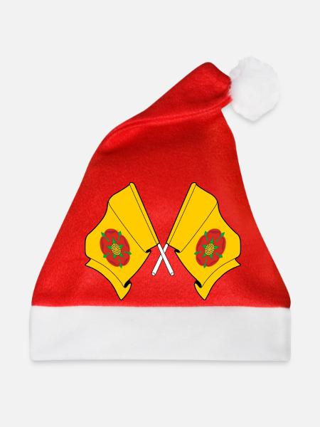 Gekreuzte Flaggen Lancashire - Weihnachtsmütze - Rot