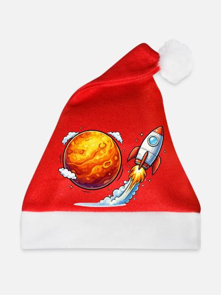 Rakete Planet Raumfahrt - Weihnachtsmütze - Rot