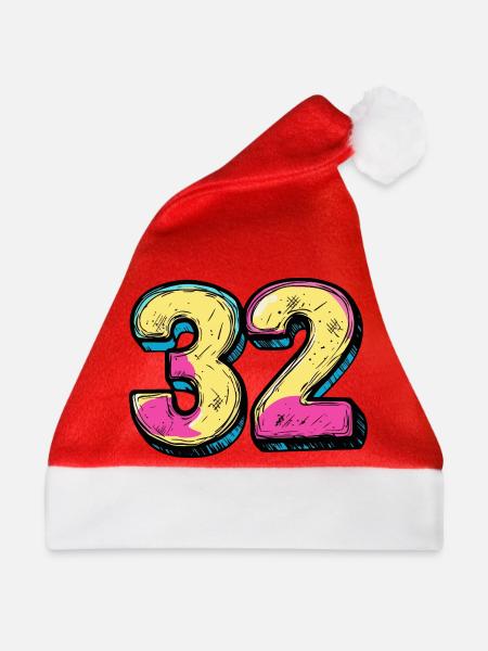 32 Zahl Bunt - Weihnachtsmütze - Rot