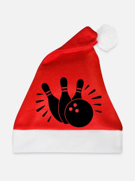 Bowlingkugel und Kegel - Weihnachtsmütze - Rot