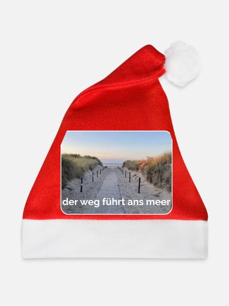 Weg zum Meer – Sandpfad am Strand - Weihnachtsmütze - Rot - Vorne