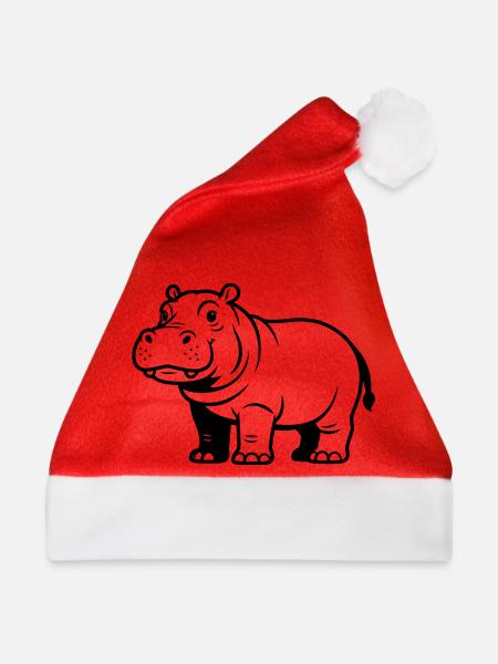 Nilpferd - Weihnachtsmütze - Rot