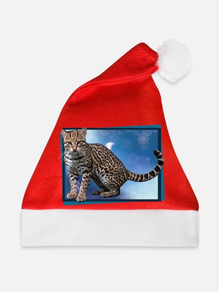 Blauer Leoparden-Bokeh - Weihnachtsmütze - Rot