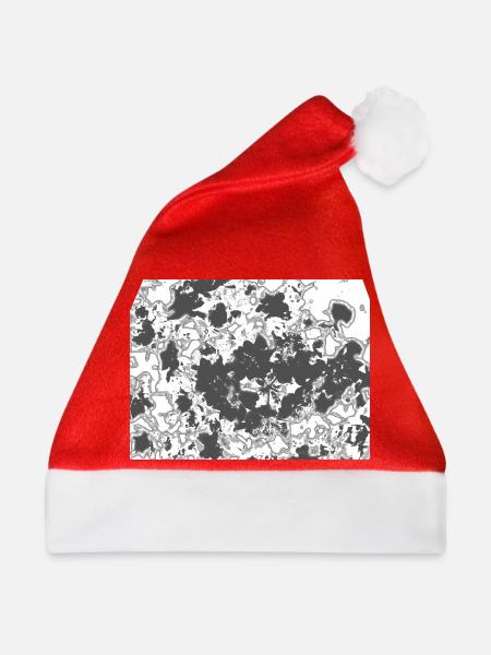 Schwarze Blattensilhouette Muster - Weihnachtsmütze - Rot