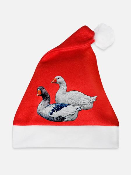 Gänseduo Grafik auf Textilien - Weihnachtsmütze - Rot