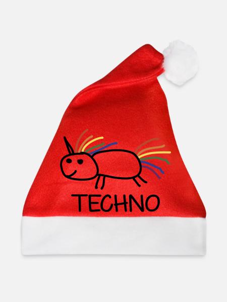 Techno Einhorn Geschenk - Weihnachtsmütze - Rot