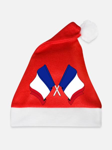 Zwei Flaggen Frankreich - Weihnachtsmütze - Rot - Vorne