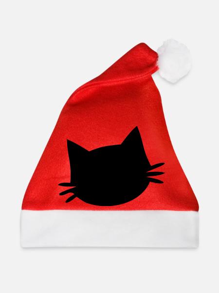 Katzenkopf Silhouette Icon - Weihnachtsmütze - Rot