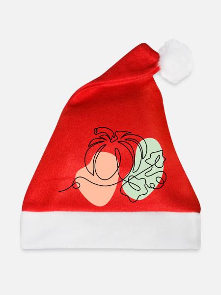 Abstrakte Linienformen mit Farbklecksen - Weihnachtsmütze - Rot