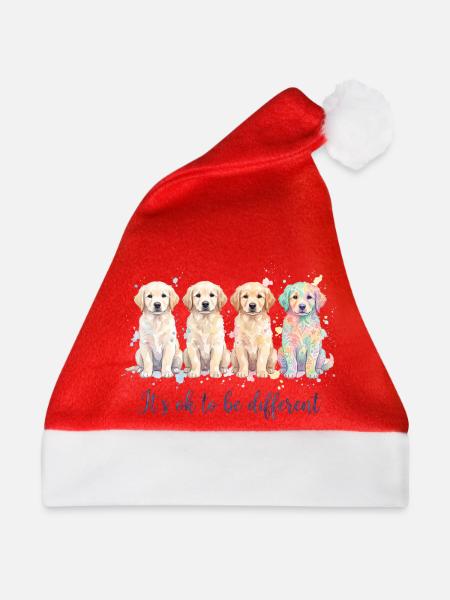 Wasserfarbenhunde – Anders Sein - Weihnachtsmütze - Rot - Vorne