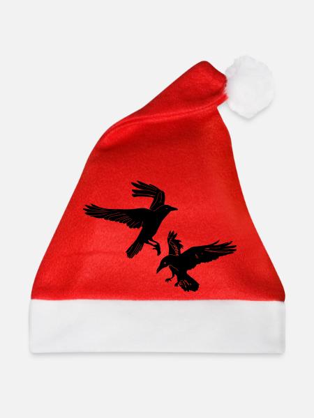 Zwei Flöße Hugin und Munin - Weihnachtsmütze - Rot - Vorne