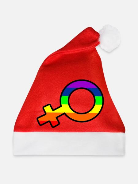 Gender Frau Logo mit Regenbogen - Weihnachtsmütze - Rot