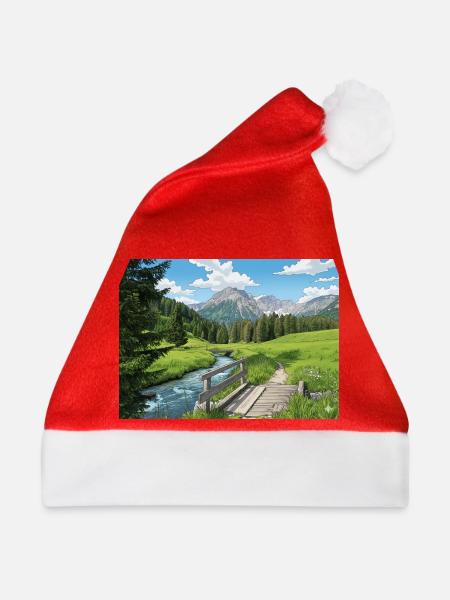 Alpine Flussweg Panorama - Weihnachtsmütze - Rot