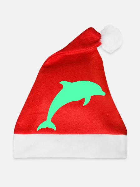 Leuchtender Delfin Silhouette - Weihnachtsmütze - Rot