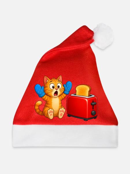 Toast-Techniker-Katzen-Küchen-Missgeschick - Weihnachtsmütze - Rot