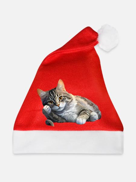 Katze - Weihnachtsmütze - Rot