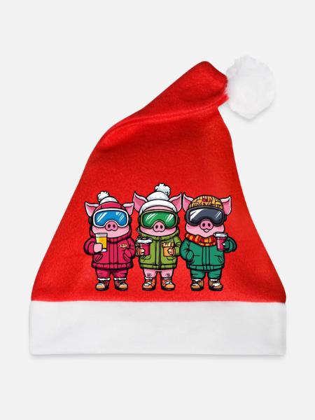 Ski Team Ferkel - Weihnachtsmütze - Rot