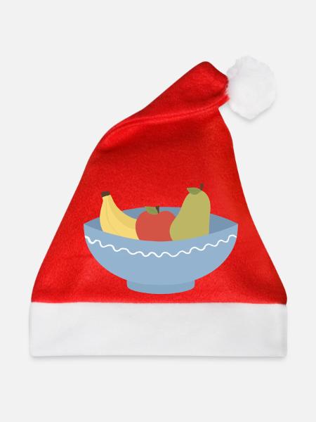 Obstschalen-Stillleben-Illustration - Weihnachtsmütze - Rot
