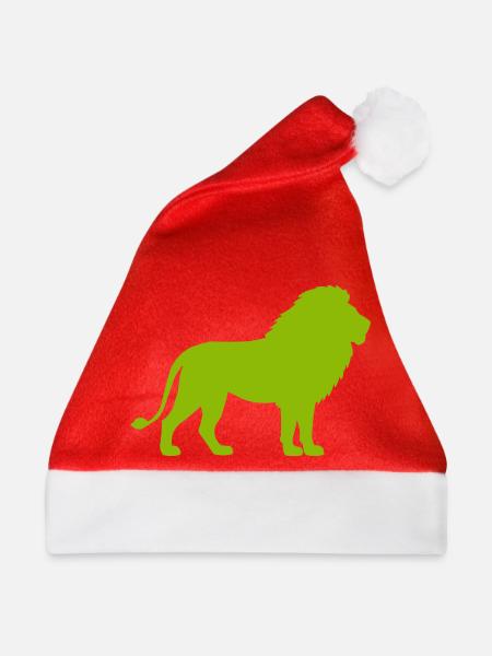 Löwe Silhouette Neon Grün - Weihnachtsmütze - Rot