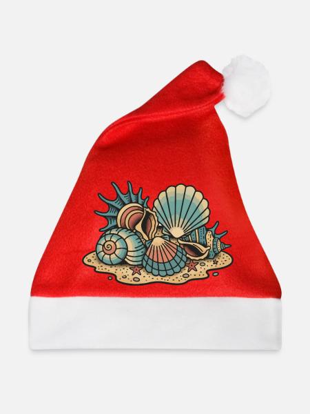 Schalentiere Seestern-Strand-Sand Retro - Weihnachtsmütze - Rot