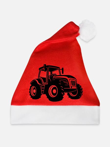 Traktor Landmaschine Symbol - Weihnachtsmütze - Rot